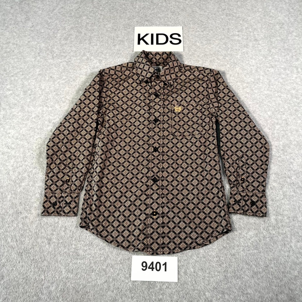 Cinch Shirt Boys XS 4-5 Multicolor Floral Cotton Pleated Outdoor Button Up